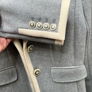 J crew size 2 Blazer grey and off white with gold buttons